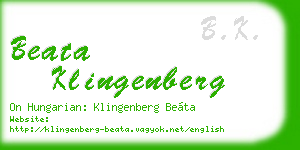 beata klingenberg business card